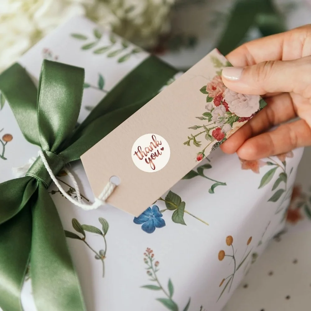 150 THANK YOU Stickers Rose Gold Foil Font 1.50